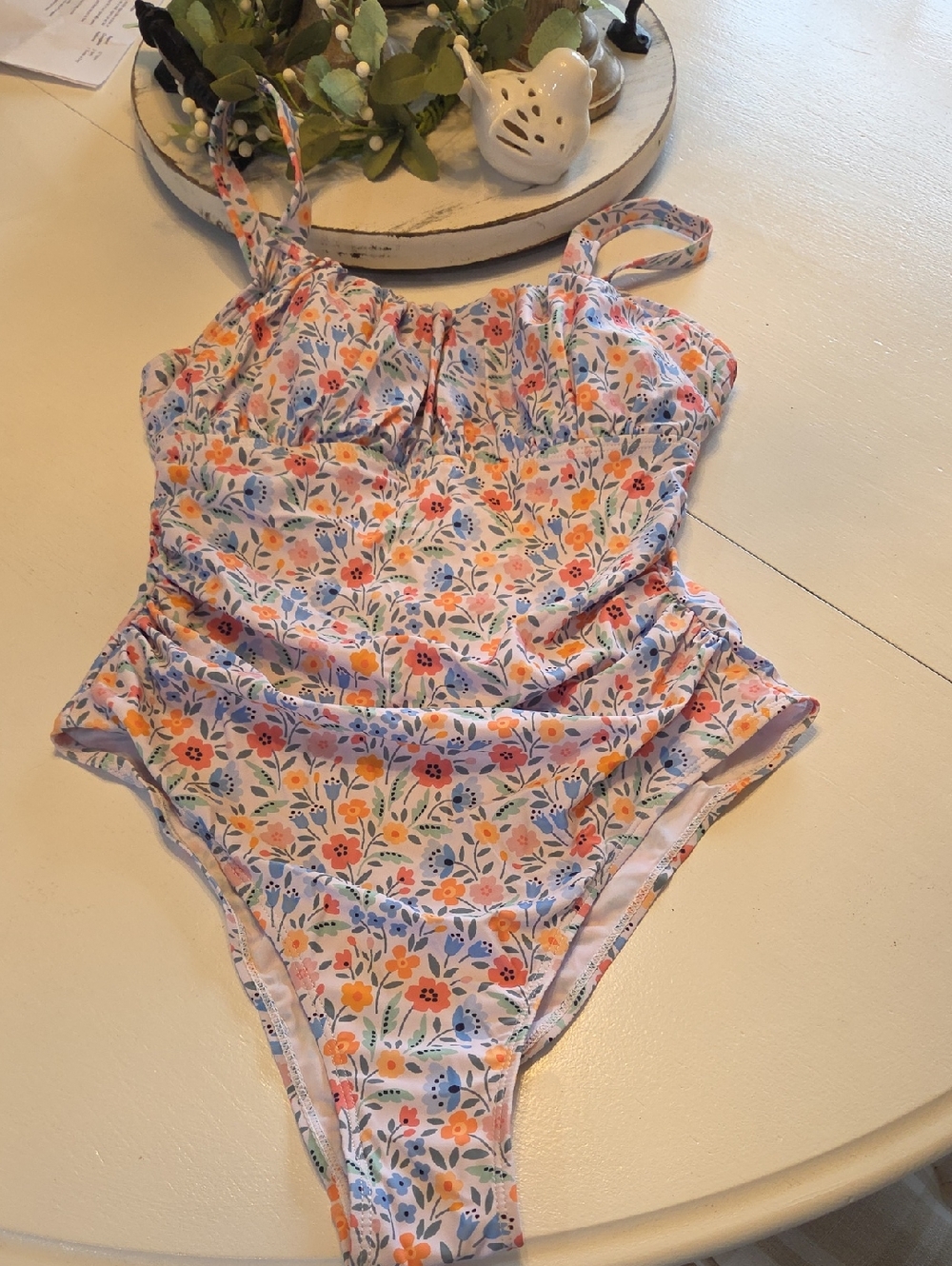 Nwot Floral One-Piece French Cut Swimsuit — Multicolor Floral Print